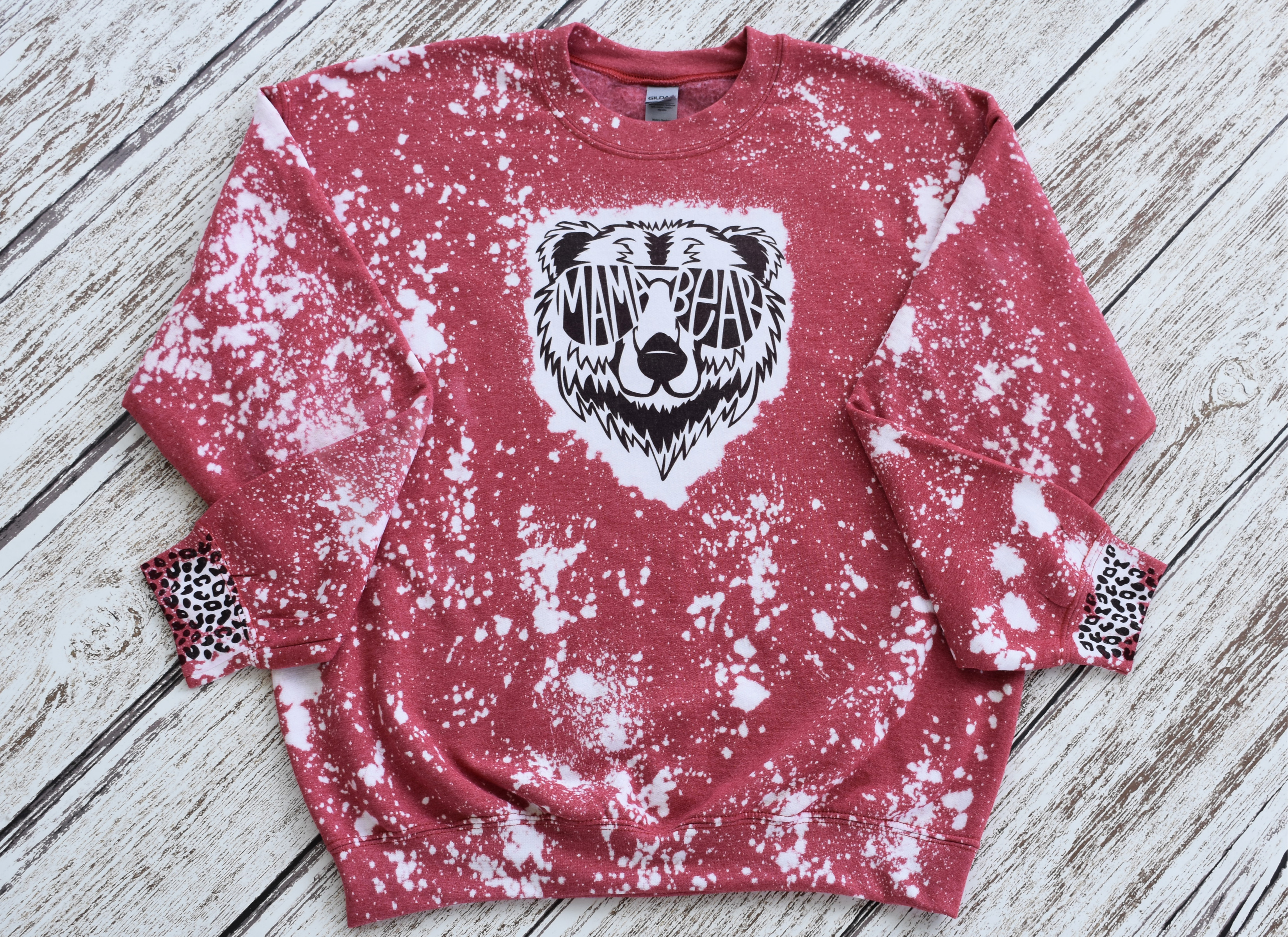 Mama Bear Bleached Sweatshirt in Red – The Bleached Tee